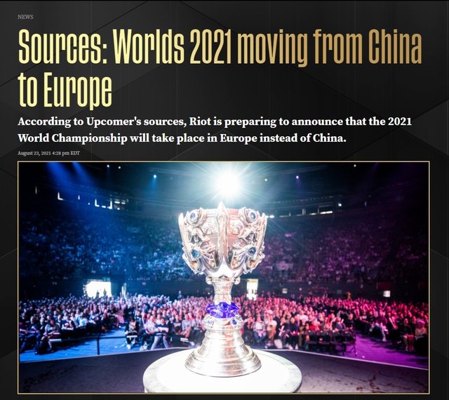 HOT: The epidemic situation in China becomes complicated, Worlds 2021 moves its venue to Europe?